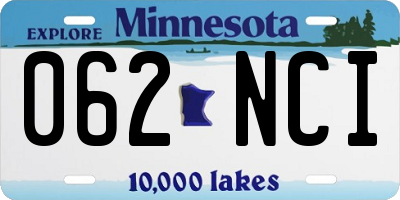 MN license plate 062NCI