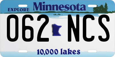 MN license plate 062NCS