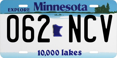 MN license plate 062NCV