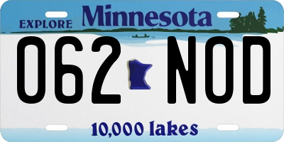 MN license plate 062NOD
