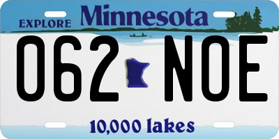 MN license plate 062NOE