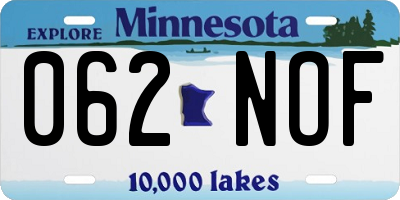 MN license plate 062NOF