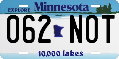 MN license plate 062NOT