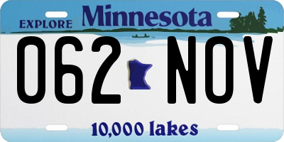 MN license plate 062NOV