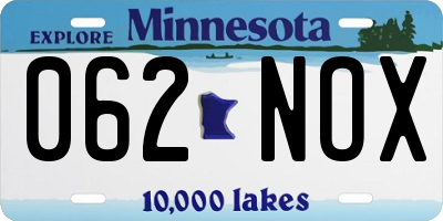 MN license plate 062NOX