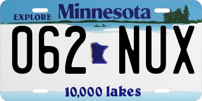 MN license plate 062NUX