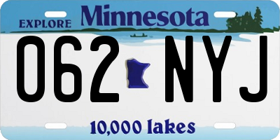 MN license plate 062NYJ