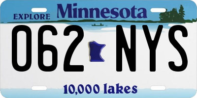 MN license plate 062NYS
