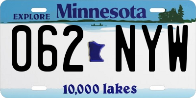 MN license plate 062NYW