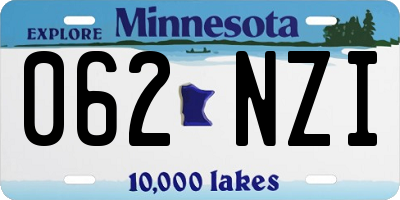 MN license plate 062NZI