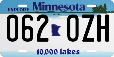 MN license plate 062OZH