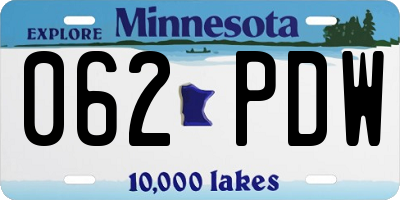 MN license plate 062PDW