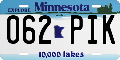 MN license plate 062PIK