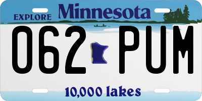 MN license plate 062PUM