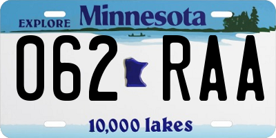 MN license plate 062RAA