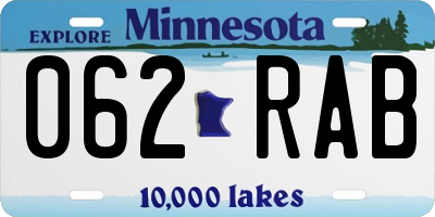 MN license plate 062RAB
