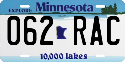 MN license plate 062RAC