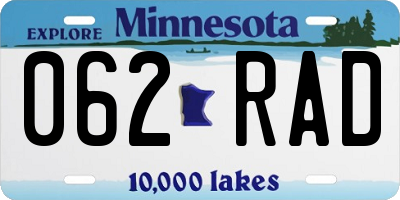 MN license plate 062RAD