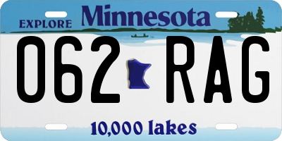 MN license plate 062RAG