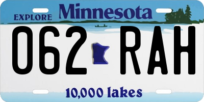 MN license plate 062RAH