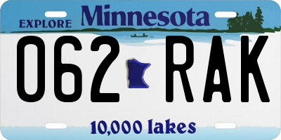 MN license plate 062RAK