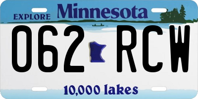 MN license plate 062RCW