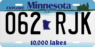 MN license plate 062RJK