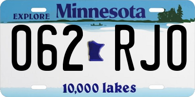 MN license plate 062RJO