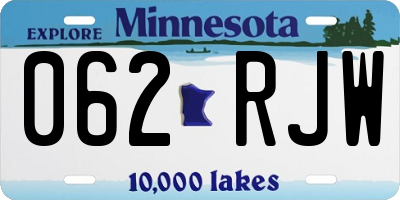 MN license plate 062RJW
