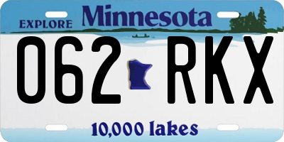 MN license plate 062RKX