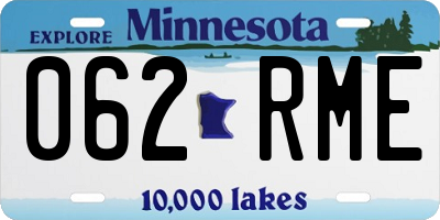 MN license plate 062RME