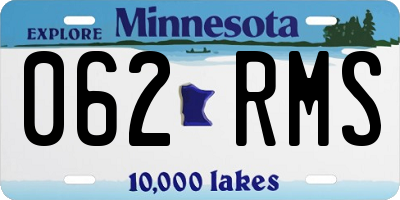 MN license plate 062RMS