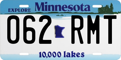 MN license plate 062RMT