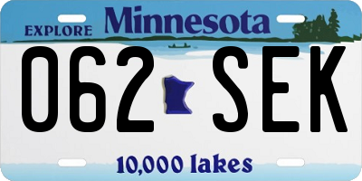 MN license plate 062SEK