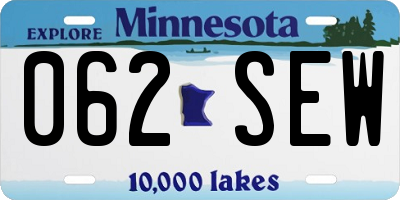 MN license plate 062SEW