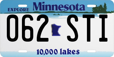 MN license plate 062STI