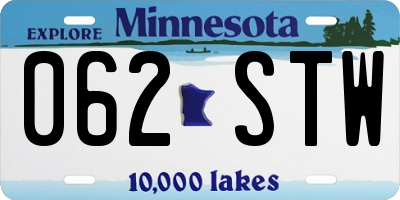 MN license plate 062STW