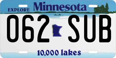 MN license plate 062SUB