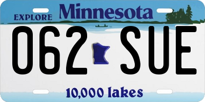 MN license plate 062SUE