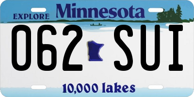 MN license plate 062SUI