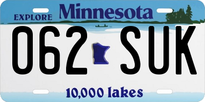 MN license plate 062SUK