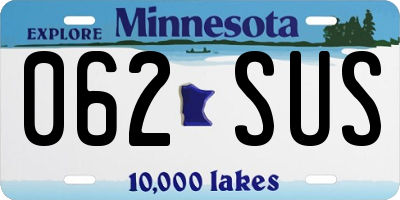 MN license plate 062SUS