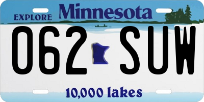 MN license plate 062SUW