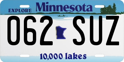 MN license plate 062SUZ