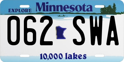 MN license plate 062SWA
