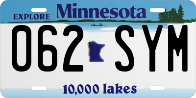 MN license plate 062SYM