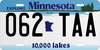 MN license plate 062TAA