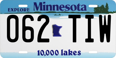 MN license plate 062TIW