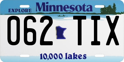 MN license plate 062TIX