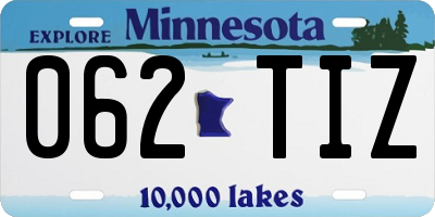 MN license plate 062TIZ